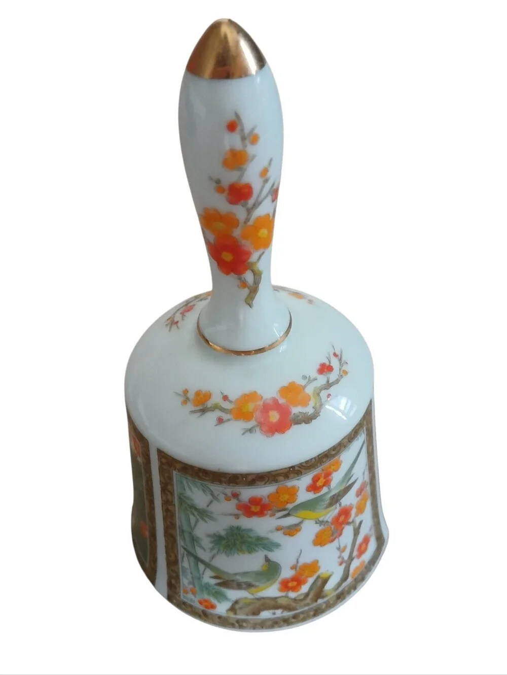 Vintage Imari Bell Japanese Porcelain Hand Painted Blossoms & Birds 6